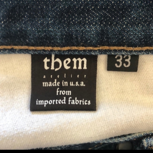 Them Atelier Button Fly Straight Leg Jeans 33 X 32 - Picture 9 of 9